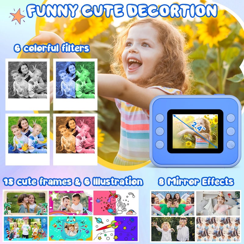 Gofunly Kids Camera Instant Print, Christmas Birthday Gifts for Girls and Boys, Kids Camera with 32GB Card, Toddler Toy Camera for 3-12 Years Old, Blue - Image 4